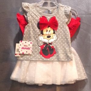NWT! DISNEY MINNIE MOUSE 3 piece TUTÚ OUTFIT